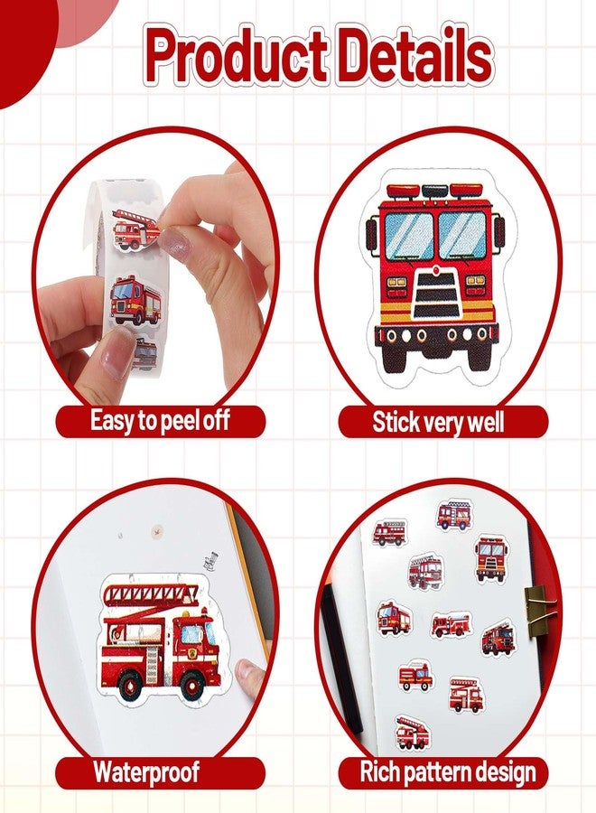 DOPENSPI 500PCS Fire Truck Stickers, Self Adhesive Waterproof Fire Car Engine Vehicles Sticker Firefighter Stickers Firetruck Sticker Roll Firefighting Party Favors for DIY Craft Reward Incentives - Image 5